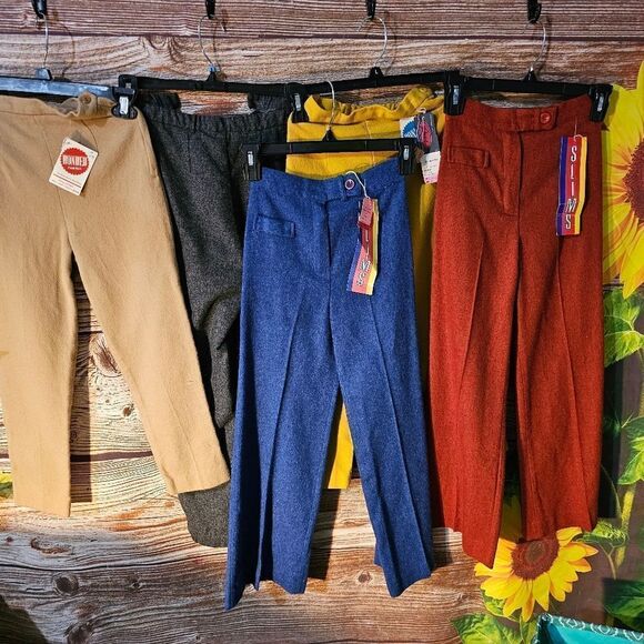 Vintage girls pants slims 6pair Size 10/12 wool / polyester NWT - Picture 1 of 10